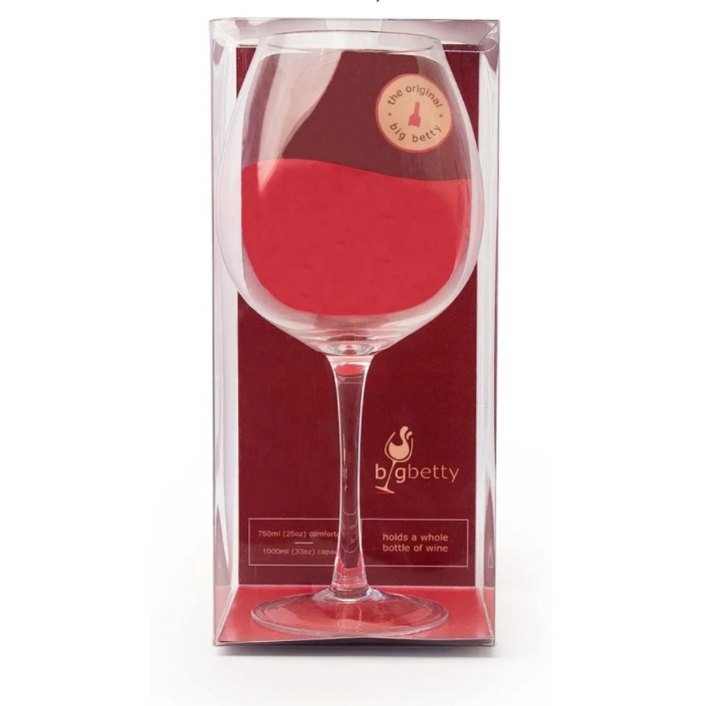 NWT BIG BETTY Premium Giant Wine Glass, Holds a Full 750ml Bottle of Wine